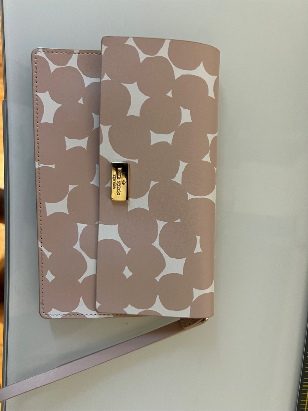 kate spade Blush Pink and White Patterned Wristlet Wallet